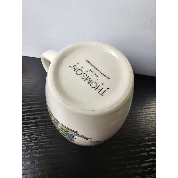 Thomson Pottery Birdhouse Mugs Vine Border Set of 4 - Picture 5 of 9